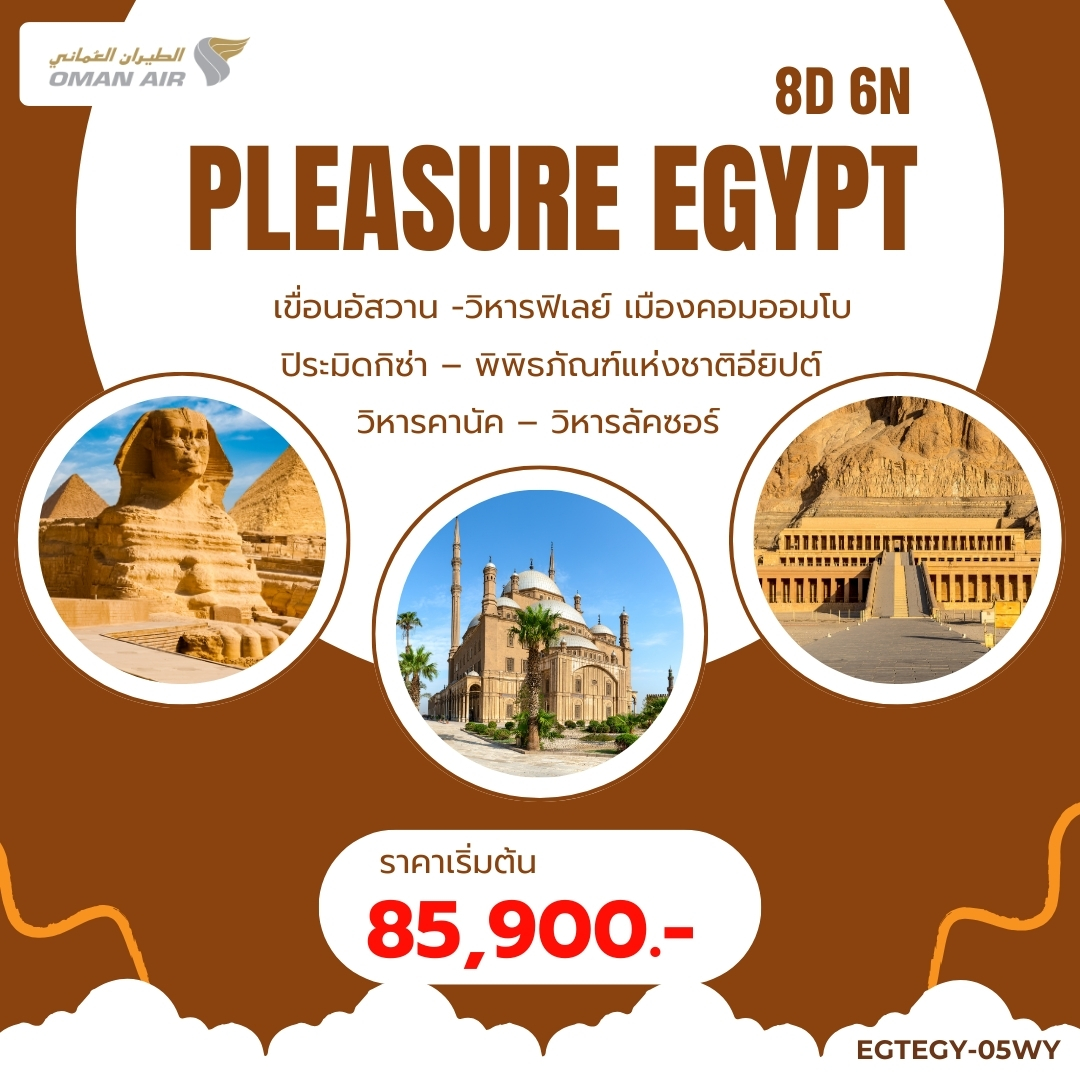 ทัวร์อียิปต์ PLEASURE EGYPT 8วัน 6คืน (WY)